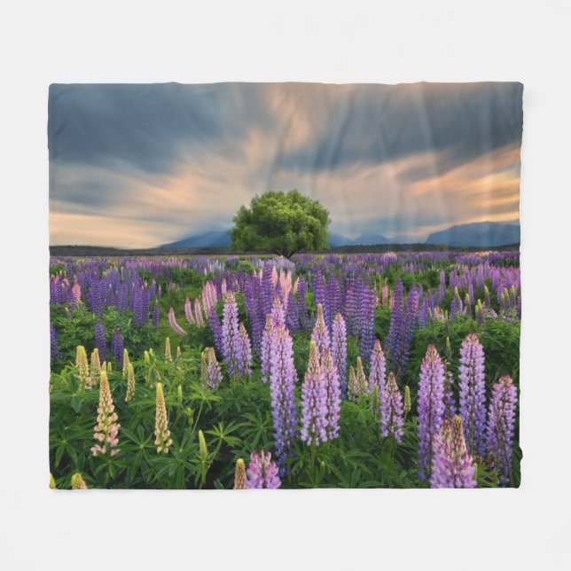 Lupine-Feld in Neuseeland Fleecedecke (Vorderseite (Horizontal))