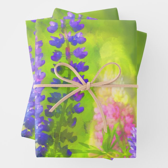 Lupine Malerei Original Wildblume Kunst Geschenkpapier Set (Beispiel)