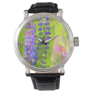 Lupine Painting - Originelle Blume Kunst Armbanduhr