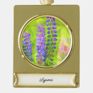 Lupine Painting - Originelle Blume Kunst Banner-Ornament Gold