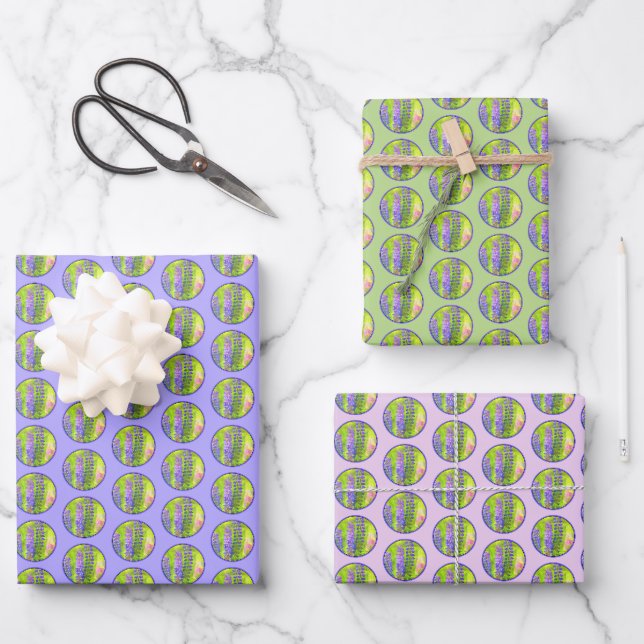 Lupine Painting - Originelle Blume Kunst Geschenkpapier Set (Vorderseite)
