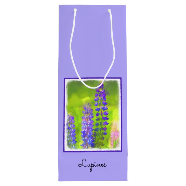 Lupine Painting - Originelle Blume Kunst Geschenktüte Für Weinflaschen (Rückseite)