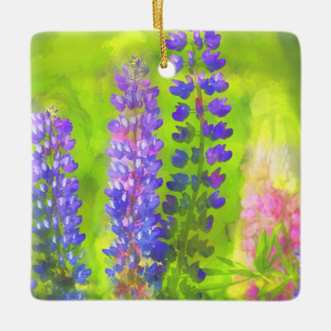 Lupine Painting - Originelle Blume Kunst Keramikornament (Vorderseite)