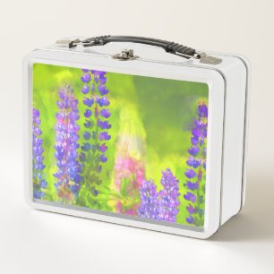 Lupine Painting - Originelle Blume Kunst Metall Brotdose
