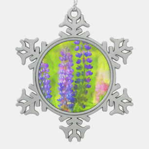 Lupine Painting - Originelle Blume Kunst Schneeflocken Zinn-Ornament