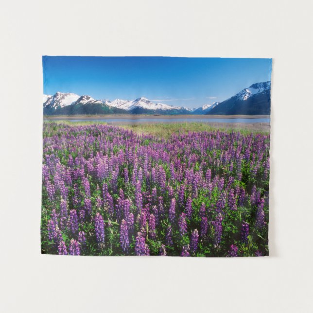 Lupinen in Bloom | Kenai Mountains, Alaska Wandteppich (Vorderseite (Horizontal))
