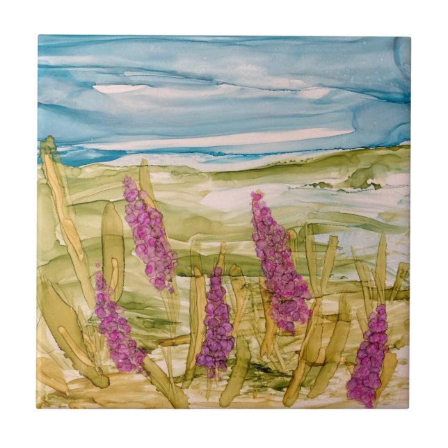Lupinen in freier Wildbahn Fliese (Vorderseite)