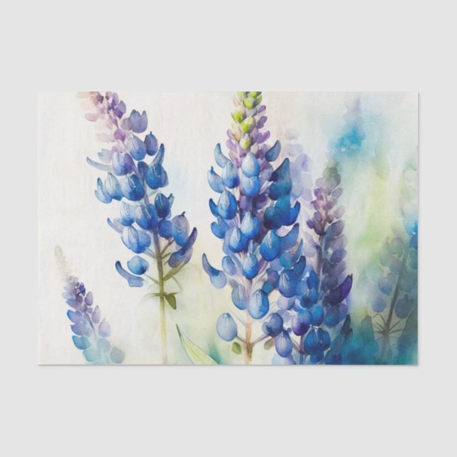 LUPINS blaues Blumenzapier Seidenpapier (Vorderseite)