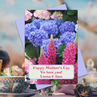 Lupins Hydrangea Blume Happy Mütter Day Card