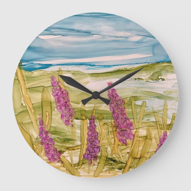 Lupins in the wild  große wanduhr (Vorderseite)