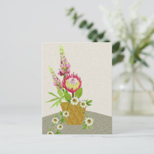 Lupinus, Passion Blume und Protea Postcard Postkarte