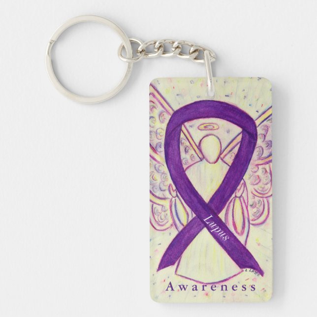 Lupus Angel Lila Awareness Ribbon Schlüsselanhänge Schlüsselanhänger (Vorderseite)