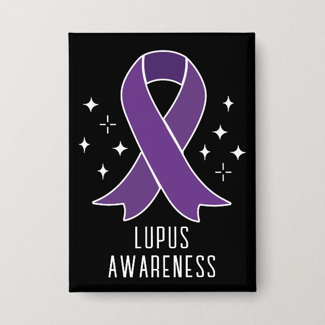 Lupus Awareness Lila Ribbon Personalisierter Text Button (Vorderseite)