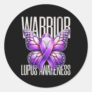 Lupus Awareness Warrior Survivor Lila Butterflie Runder Aufkleber