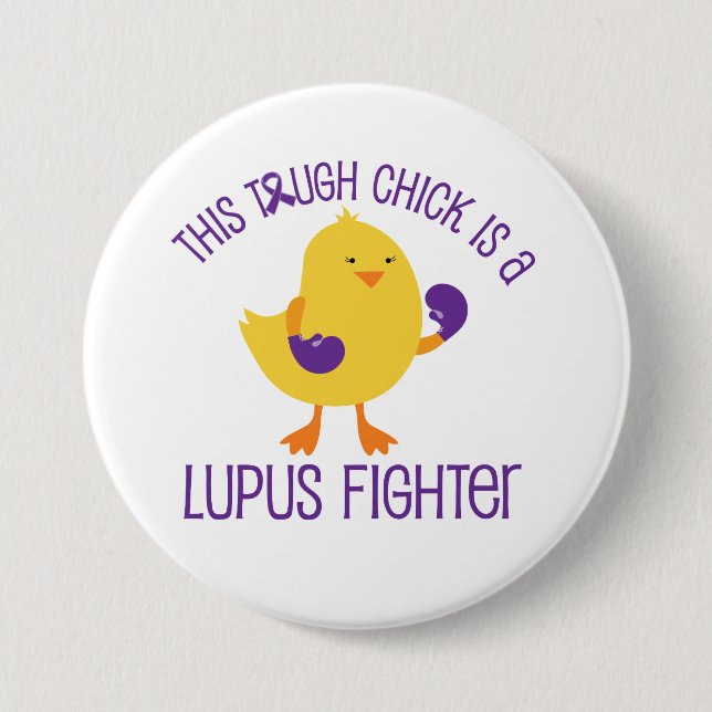 Lupus Disease Chick Fighter Awareness Support Butt Button (Vorderseite)