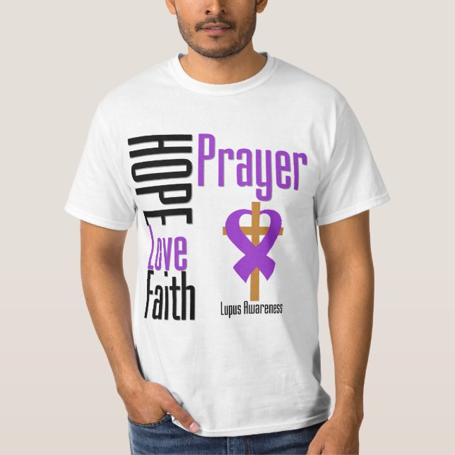Lupus-Hoffnungs-Liebe-Glauben-Gebets-Kreuz T-Shirt (Vorderseite)