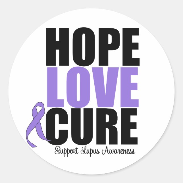 Lupus Hope Liebe Cure Runder Aufkleber (Vorderseite)