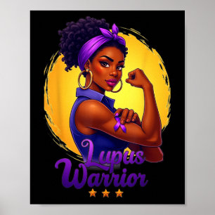 Lupus-Kriegerin Afro Schwarze Frau trägt violettes Poster