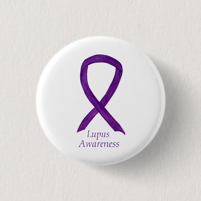 Lupus Lila Awareness Ribbon Custom Art Button (Vorderseite)