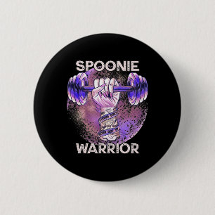Lupus Spoonie Warrior Barbell Lila Faust Stark G Button