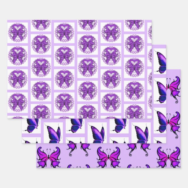 Lupus Support Wrapping Paper Gift Wrap Butterfly Geschenkpapier Set (Set)