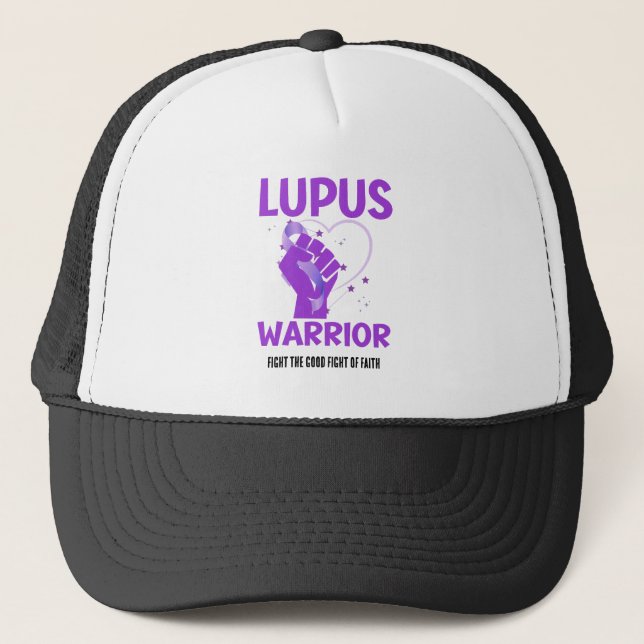 LUPUS WARRIOR Lila Aufklärungsmonat Truckerkappe (Vorderseite)