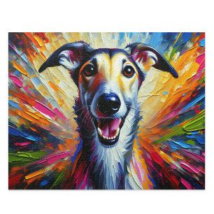Lurcher Acryl-Kunst: Fawn Brindle Langhund