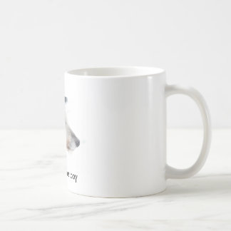 Lurcherhund im Schnee, hübscher Junge Kaffeetasse
