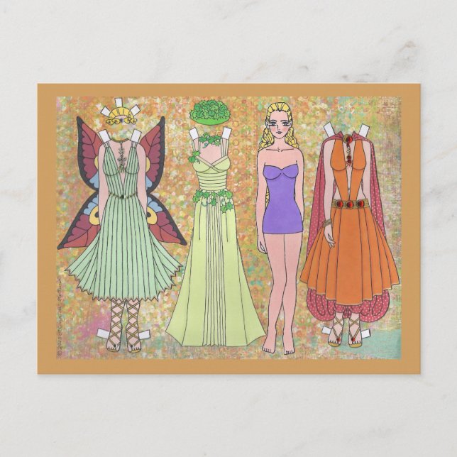 Luriel die Woodland Elf Paper Doll Postkarte (Vorderseite)