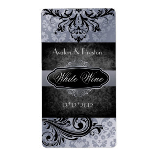 Luscieux Vintage Gris Scroll Mariage Étiquette de