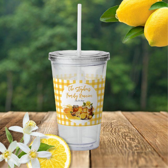 Luscious Lemon Cake Ginger Tea Family Wiedersehen Acryltrinkbecher (Luscious Lemon Cake Ginger Tea Family Reunion Acrylic Tumbler)