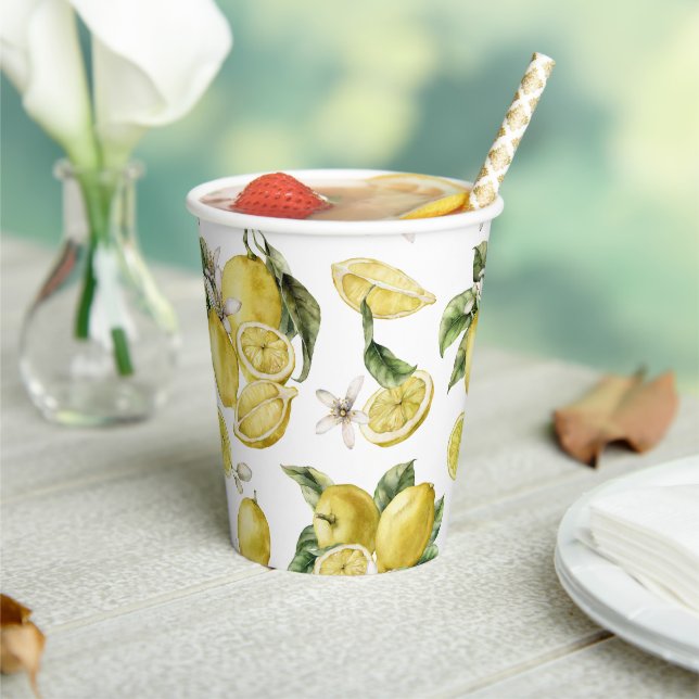 Luscious Lemons Muster Papier Cups Pappbecher (In Situ)