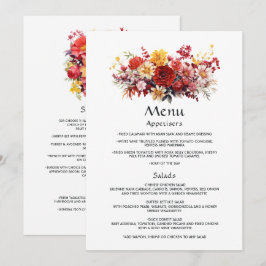 Luscious Red Floral Wedding Menükarte