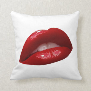 Luscious rote der Lippenstift-Lippen der Frau Kissen