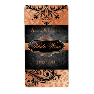 Luscious Vintag Orange Scroll Hochzeitsweinmarke