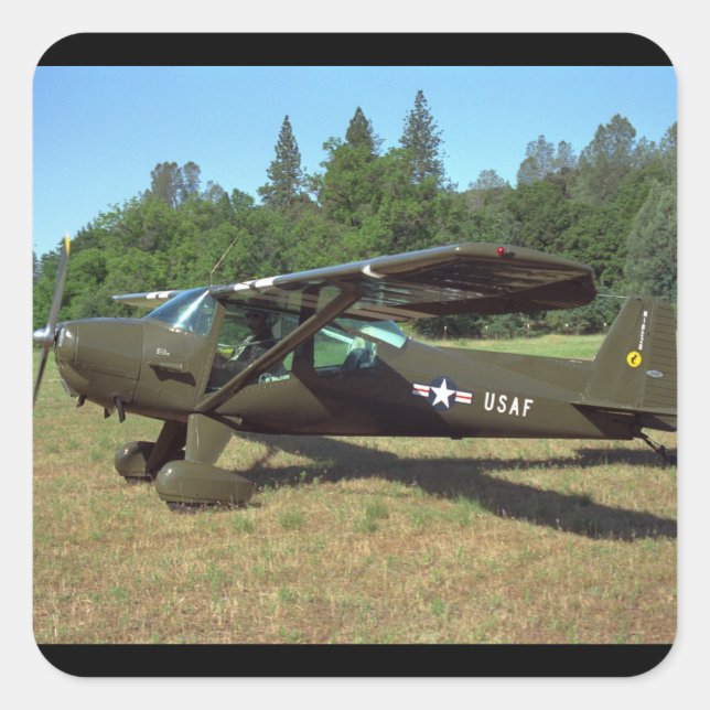 Luscombe, T-8F, 1948_Classic Aviation Quadratischer Aufkleber (Vorderseite)