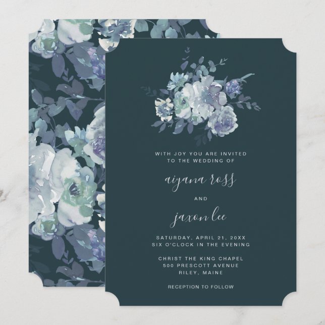Lush and Moody Peony Bouquet Wedding Einladung (Vorne/Hinten)