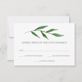 Lush Blätter Elegantes Hochzeitsszitat Wasserfarbe RSVP Karte