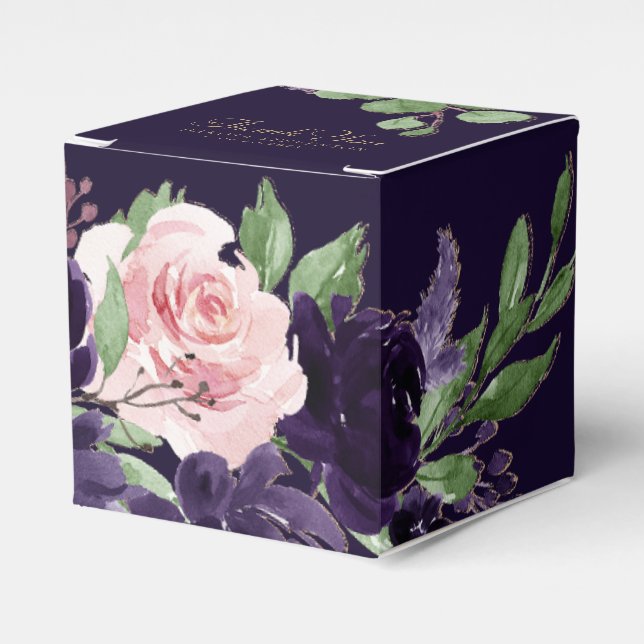 Lush Blossom | Dunkel Lila und rosa Rosenblume Geschenkschachtel (Vorderseite)