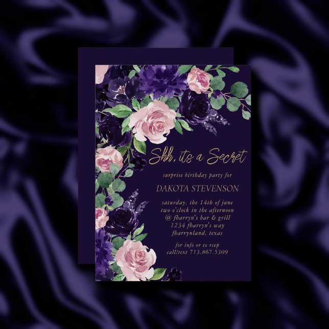 Lush Blossom | Party Lila und rosa Rose Einladung (Von Creator hochgeladen)