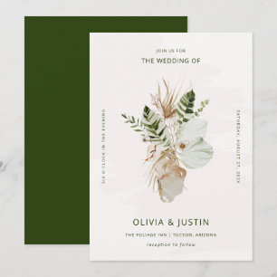 Lush Boho   Tropische Botanische Hochzeit Einladung