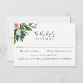 Lush Bouquet Wedding Food Allergy RSVP Card