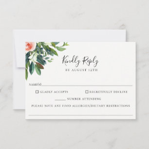 Lush Bouquet Wedding Food Allergy RSVP Card