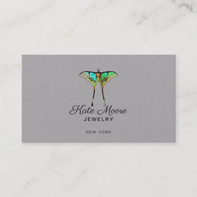 Lush Butterfly Logo Grau Jewelier Designer Telefonnummerkarte (Vorderseite)