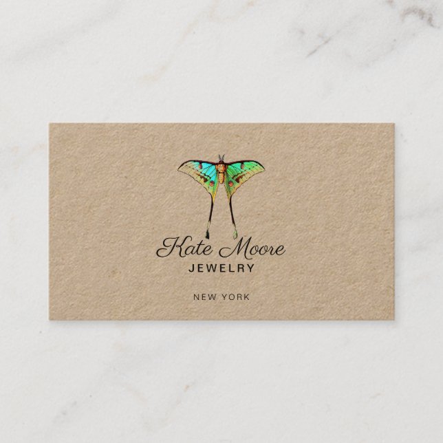 Lush Butterfly Logo Kraft Jewelier Designer Telefonnummerkarte (Vorderseite)