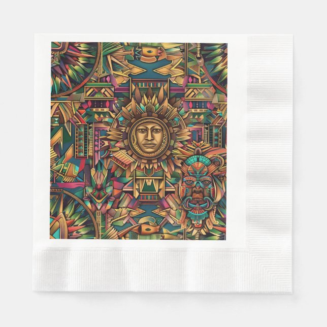 Lush Cyan "Vibrant Historisches Emblem" Tuch Lunch Serviette (Vorderseite)