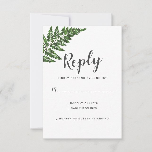Lush Fern Wedding Suite RSVP Karte (Vorderseite)