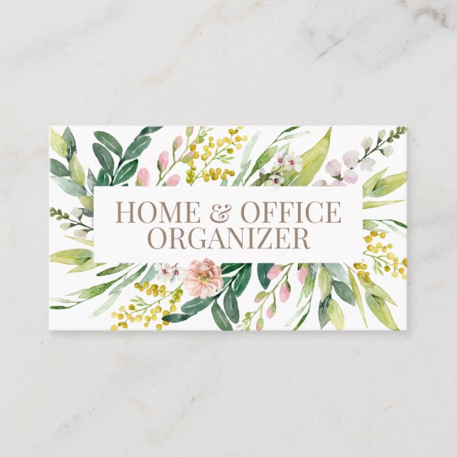 Lush Floral Bouquet Zuhause und Büroorganisator Visitenkarte (Vorderseite)
