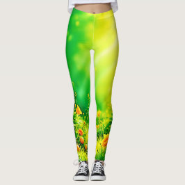 Lush Garden Sunlight Scene Leggings