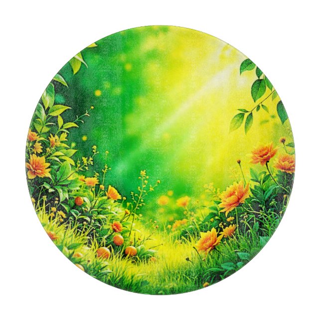 Lush Garden Sunlight Scene Schneidebrett (Vorderseite)